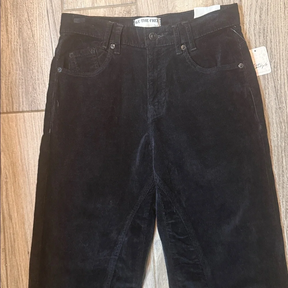 Free People Risk Taker Corduroy Straight black Size 26‎ Women's Pants NWT